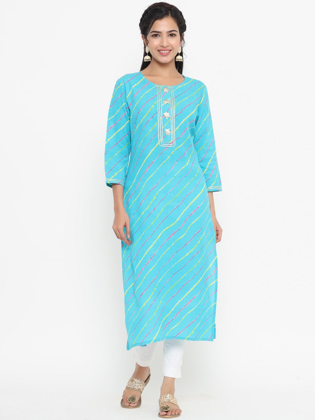 Yufta Blue Printed Kurta - Distacart