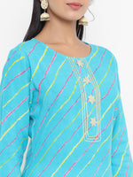 Thumbnail for Yufta Blue Printed Kurta - Distacart