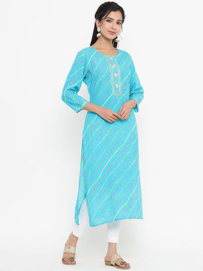 Yufta Blue Printed Kurta - Distacart