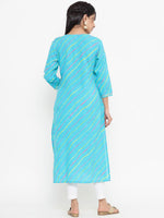 Thumbnail for Yufta Blue Printed Kurta - Distacart