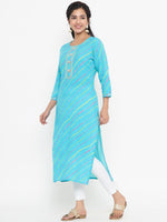 Thumbnail for Yufta Blue Printed Kurta - Distacart