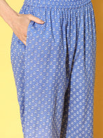 Thumbnail for Yufta Blue & White Floral Printed Dupatta Set - Distacart