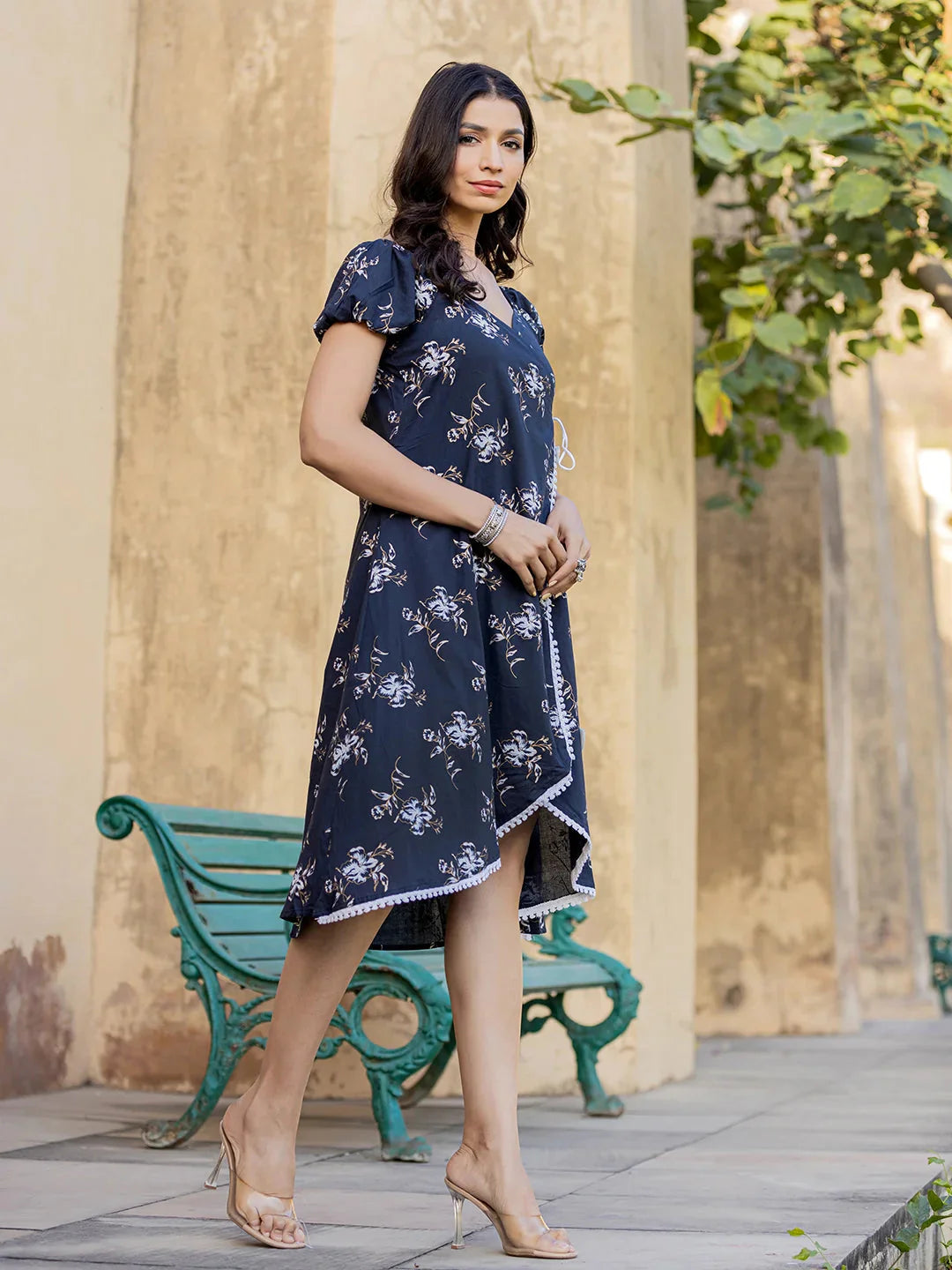 Yufta Blue Wrap Dress - Distacart