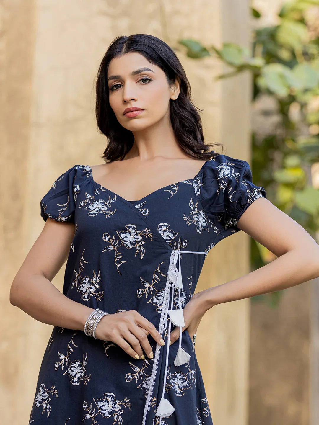 Yufta Blue Wrap Dress - Distacart