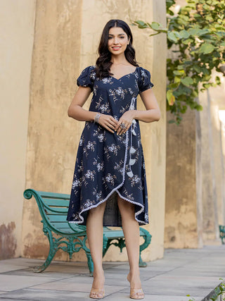 Yufta Blue Wrap Dress - Distacart