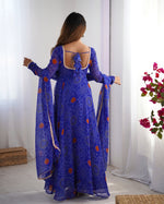 Thumbnail for Lorenvalley Women Soft Lightweight Chiffon Bandhej Print Fabric Anarkali Kurta Pant With Dupatta Set