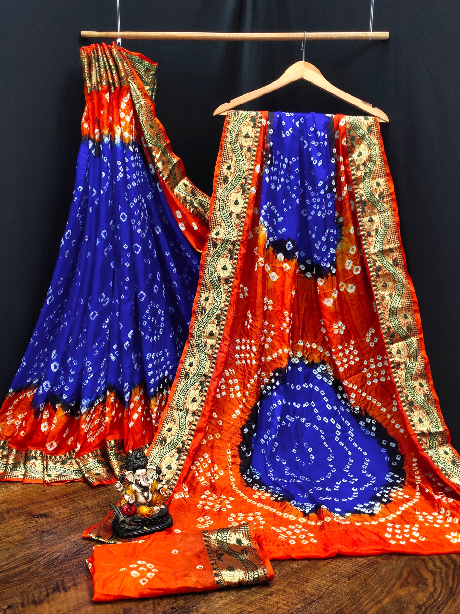 Lorenvalley Premium Pure Bandhej Tapeta Soft light weight silk saree with zari weaving Border - Multicolor - Distacart