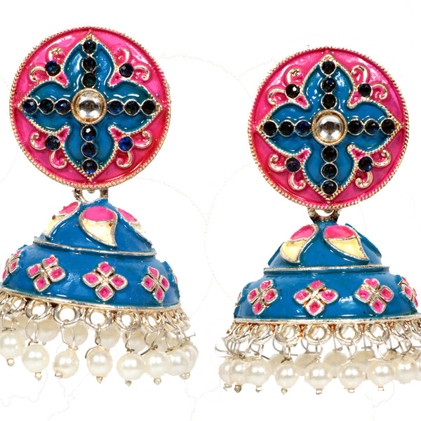 Elite Trading Blue Meenakari jhumka-Big Size - Distacart