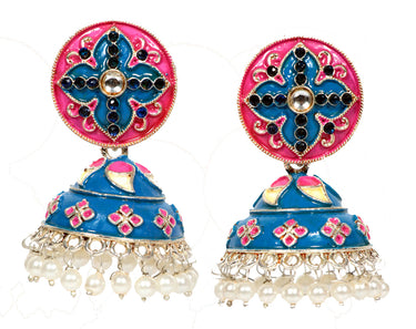 Elite Trading Blue Meenakari jhumka-Big Size