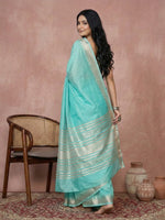 Thumbnail for Anaita Blue Cotton Saree With Blouse - Distacart
