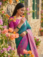 Thumbnail for Anaita Blue Pochampally Printed Saree With Blouse - Distacart