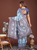 Thumbnail for Anaita Blue Banarasi Silk Saree With Blouse - Distacart