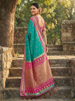 Thumbnail for Anaita Blue Silk Woven Saree With Blouse - Distacart