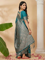 Thumbnail for Anaita Blue Silk Blend Woven Saree With Blouse - Distacart