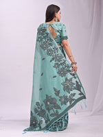 Thumbnail for Anaita Blue Linen Printed Saree With Blouse - Distacart