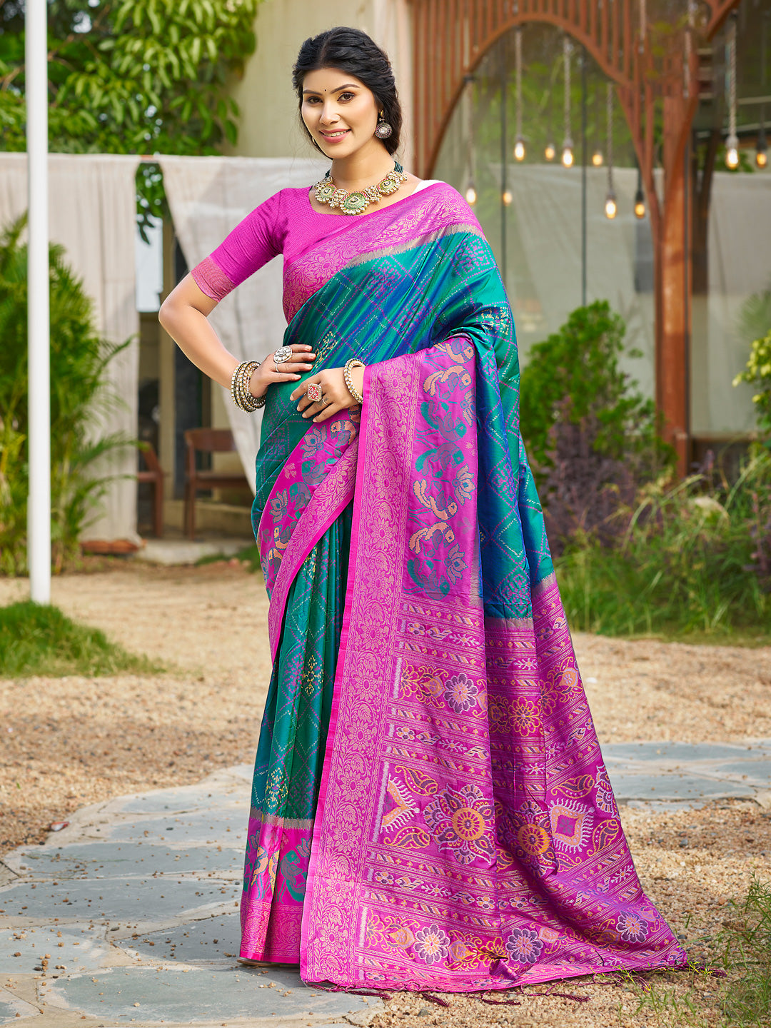 Anaita Blue Soft Silk Saree With Floral Printed Work With Blouse - Distacart