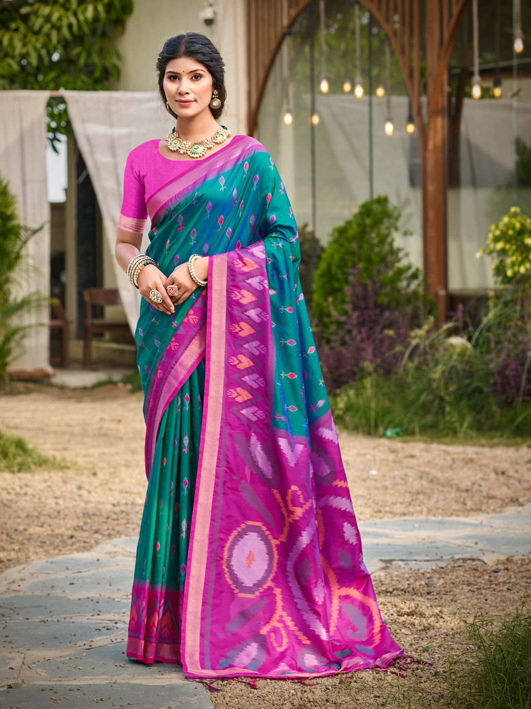 Anaita Blue Soft Silk Saree With Floral Printed Work With Blouse - Distacart