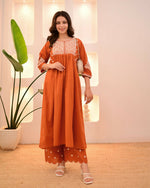 Thumbnail for The52 Women's Beautiful Viscose Rayon Fabric Thread Work Flared Kurta Pant Set - Distacart