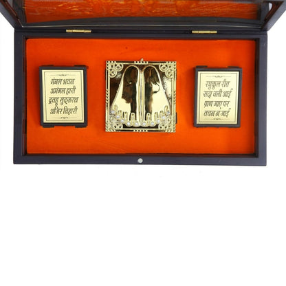 Anciently Ram Darbar Pocket Temple Box With Charan Paduka Rectangle Shaped, Gold Plated - Distacart