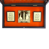 Thumbnail for Anciently Ram Darbar Pocket Temple Box With Charan Paduka Rectangle Shaped, Gold Plated - Distacart