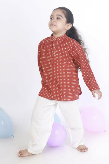 Breathables Kids Cotton Night Suit – Red Polka Dot Kurta & Pyjama Co-Ord Set For Boys & Girls - Dista