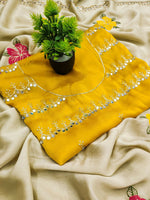 Thumbnail for Teeya Creation Cream Rangoli Silk Embroidery Work Party Wear Designer Saree - Distacart