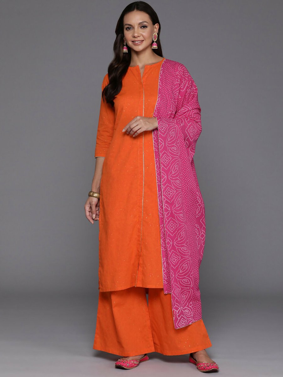 Ahalyaa Women's Traditional wear Kurta Set - Orange - Distacart