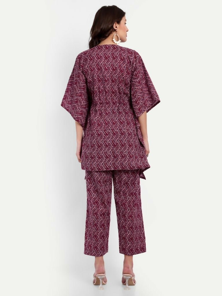 Alvano Printed Kaftan Kurti with Pant Set - Distacart