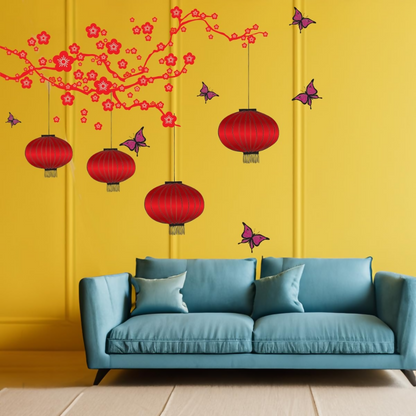 Decals Design Chinese Lamps in Double Sheet Wall Sticker - Dista