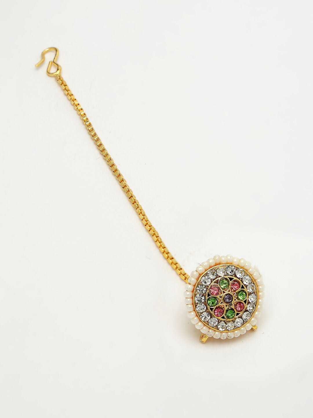 NVR Women's Multicolor CZ Stone-Studded Borla Maang Tikka - Distacart
