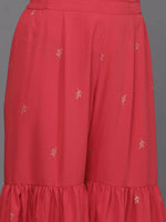 Thumbnail for Ahalyaa Women Floral Printed Tunic with Palazzos - Red Color - Distacart