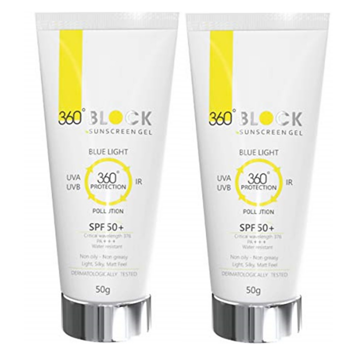 360 Block Sunscreen Gel SPF 50+ - Protects From UVA,UVB - Distacart