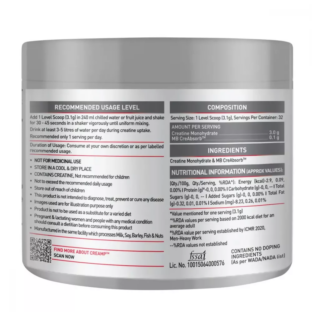 MuscleBlaze Creatine Monohydrate Creamp Unflavored - Distacart