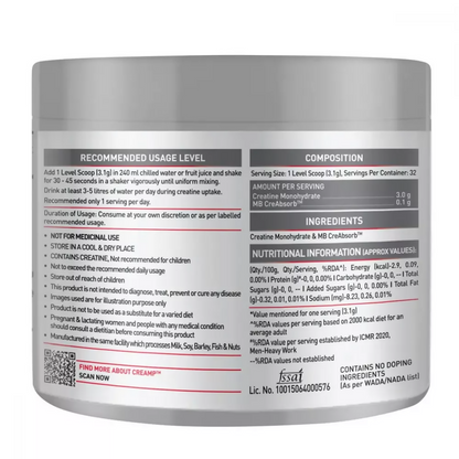 MuscleBlaze Creatine Monohydrate Creamp Unflavored - Distacart