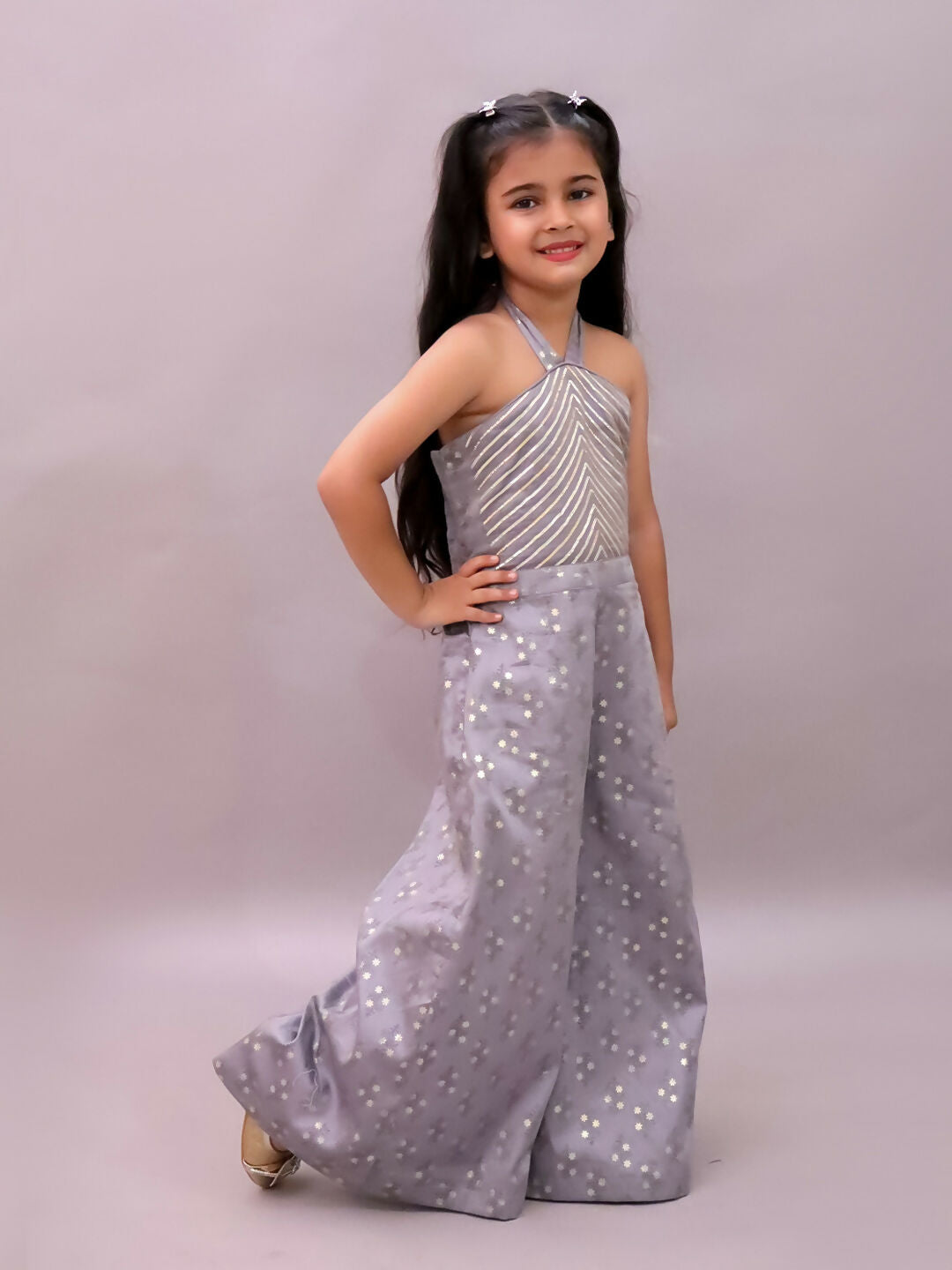 Lil Drama Mehfil Grey Stylish Jumpsuit For Girls