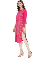 Thumbnail for Ahalyaa Women Crepe Pink Printed Straight Kurta