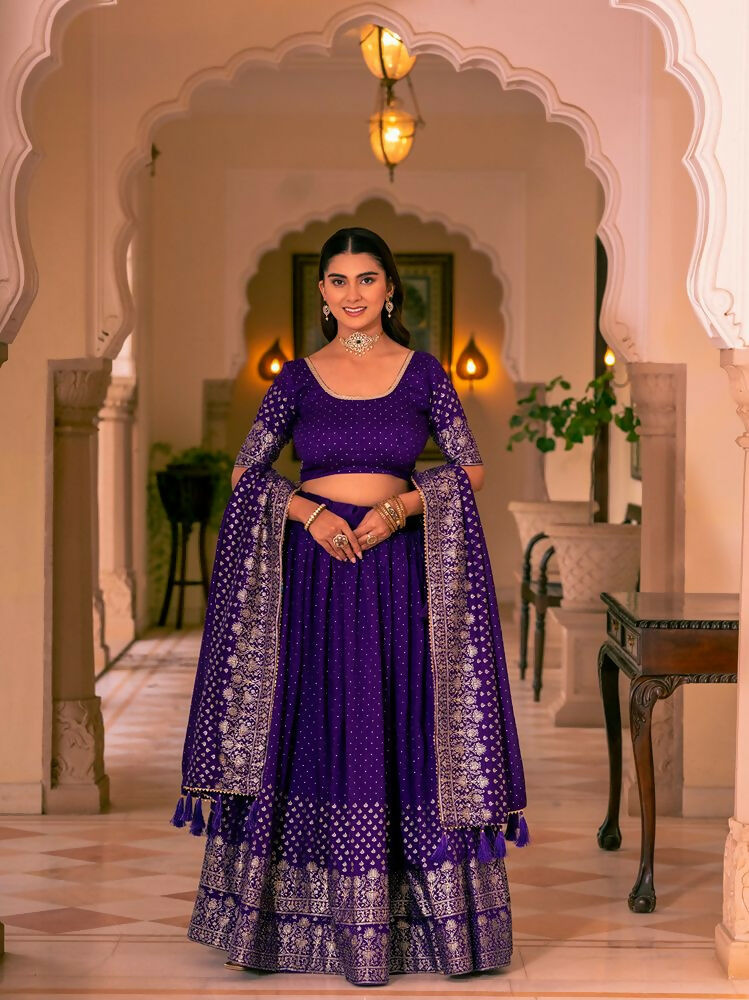 Lehenga Mart Purple Designer Wedding Wear Lehenga Choli - Dista