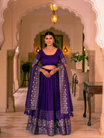 Thumbnail for Lehenga Mart Purple Designer Wedding Wear Lehenga Choli - Dista