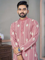 Thumbnail for Pink Color Men Ready to Wear Kurta Set for Party Wear by Infinity Export - Distacart