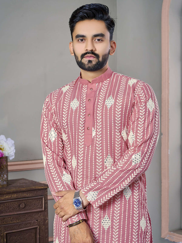 Pink Color Men Ready to Wear Kurta Set for Party Wear by Infinity Export - Distacart