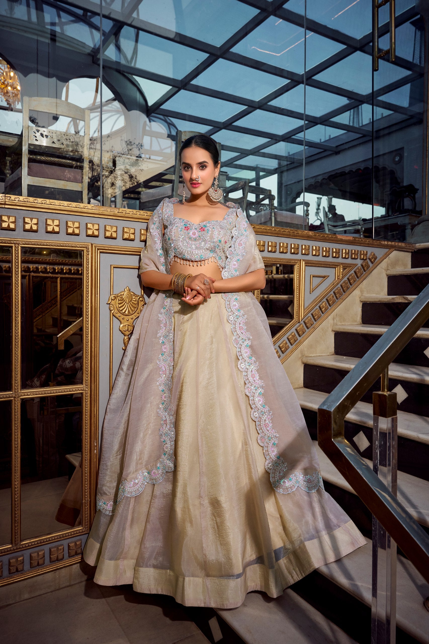 Lehenga Mart Designer Lehenga Choli - Cream - Distacart