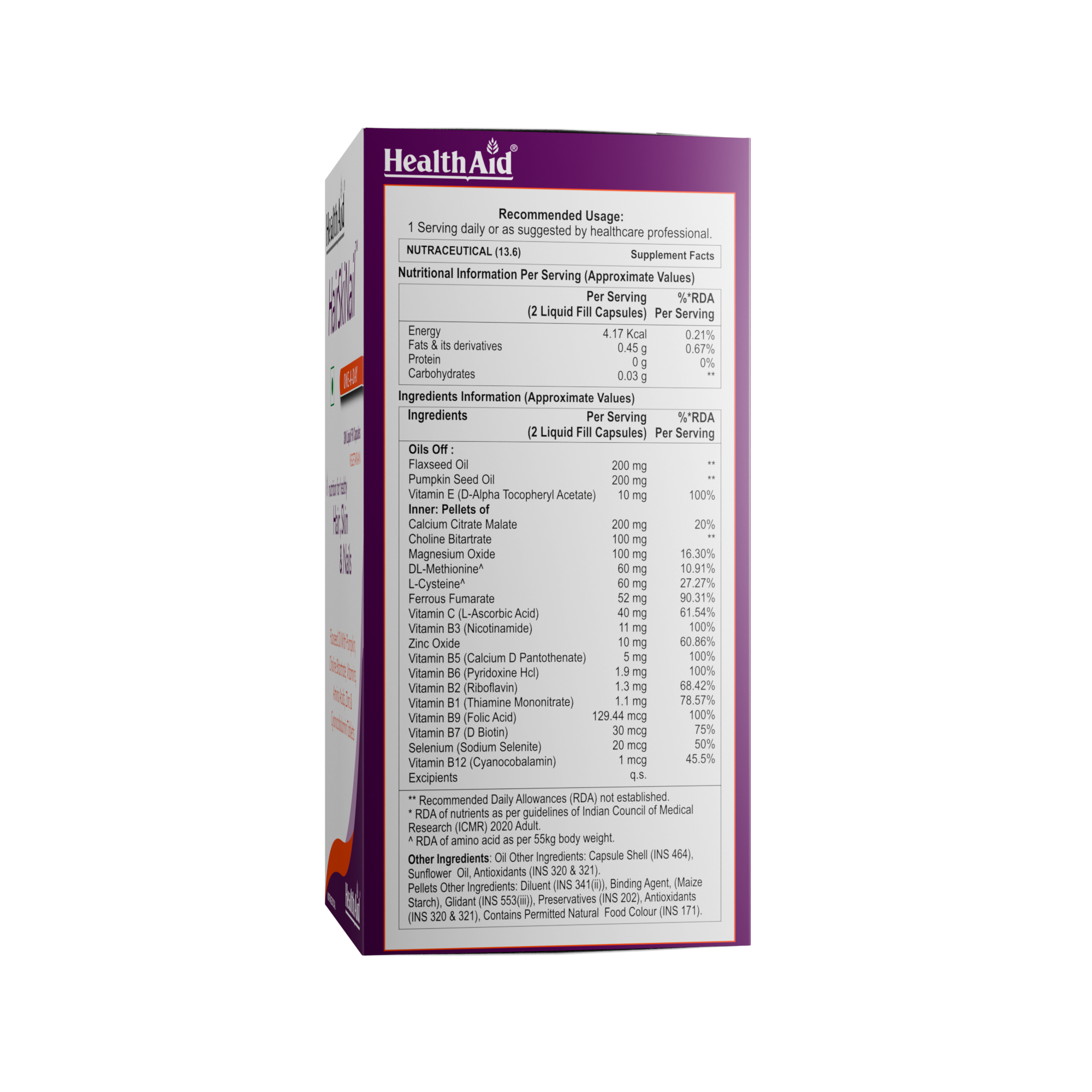 HealthAid HairSkiNail (Multivitamins for Hair, Skin and Nail) Tablets - Distacart