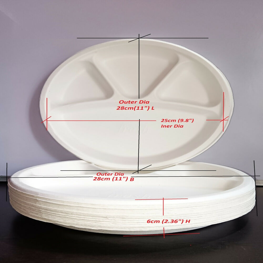 Disposable 4 compartment Plates - Distacart