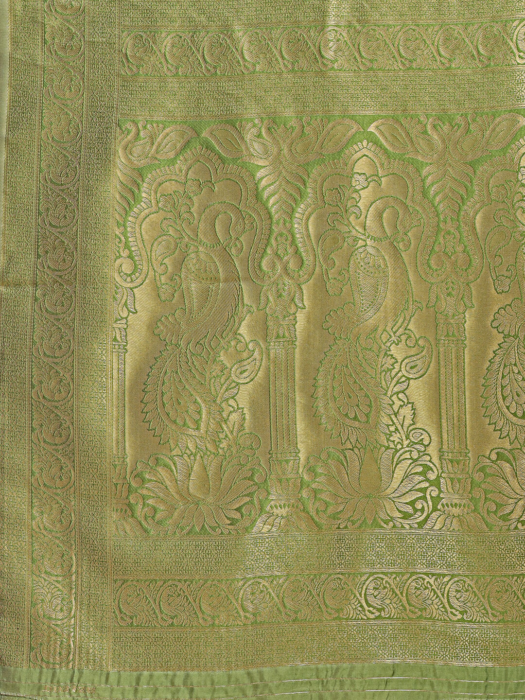 Astita Banarasi Silk Cream & Light Green Saree
