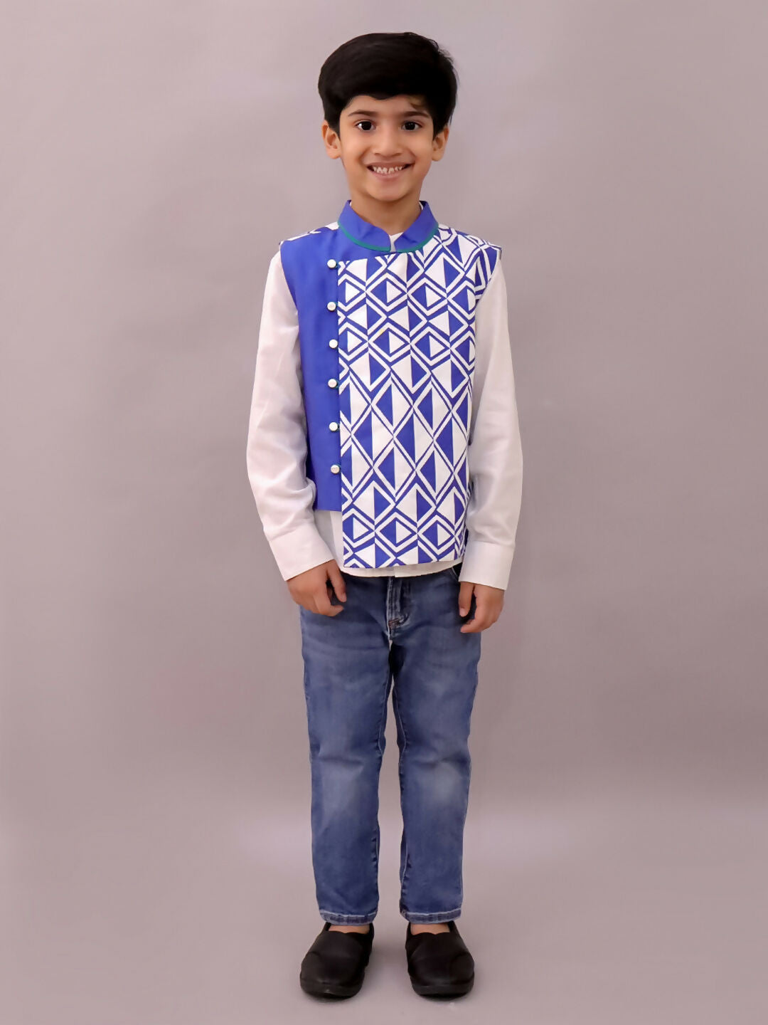 Lil Drama Shor-Gul Blue Jacket For Boys