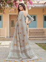 Thumbnail for Shree Shyam Fashion Light Beige Linen Saree - Dista