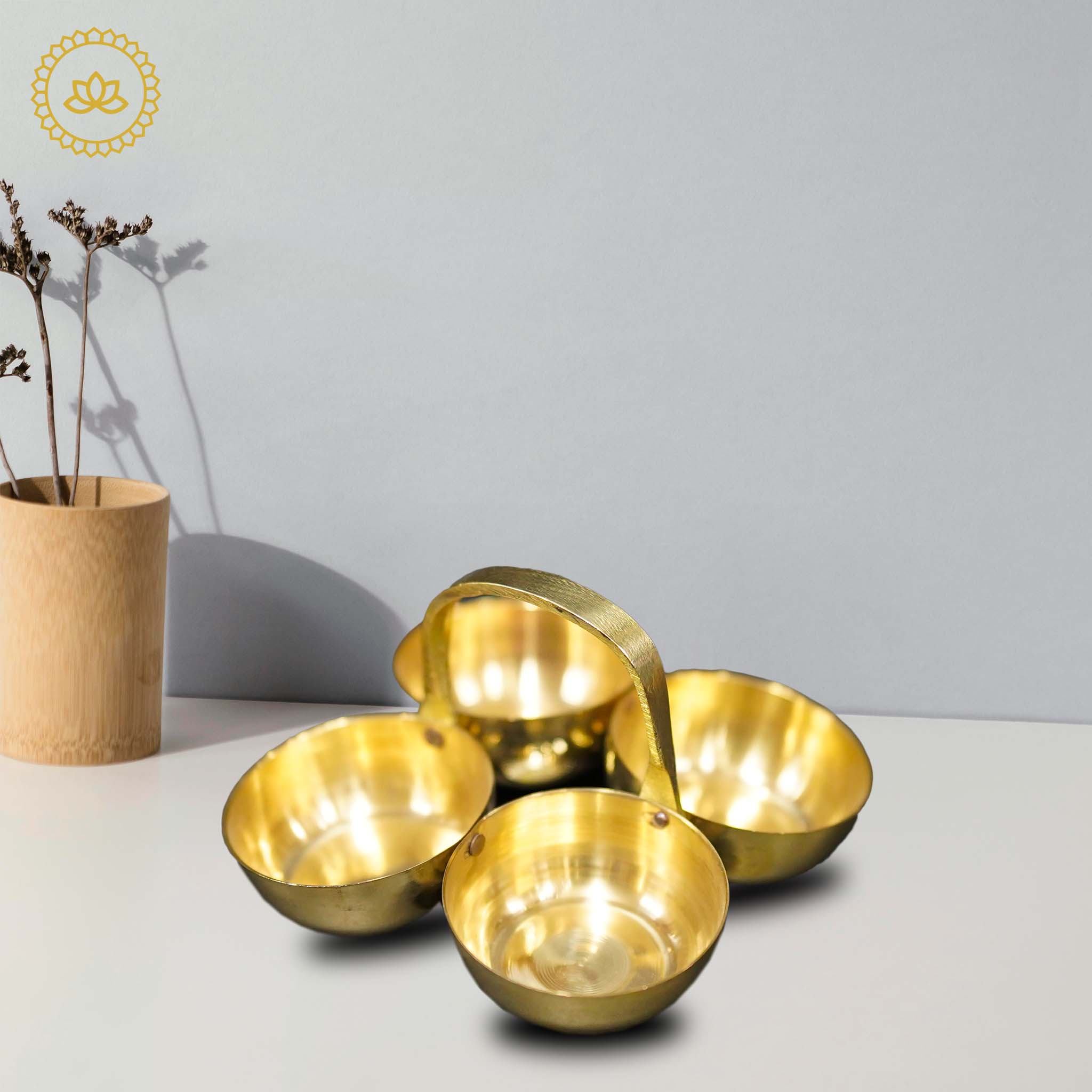 Brass Chowmukh Haldi Kumkum Holder - Distacart