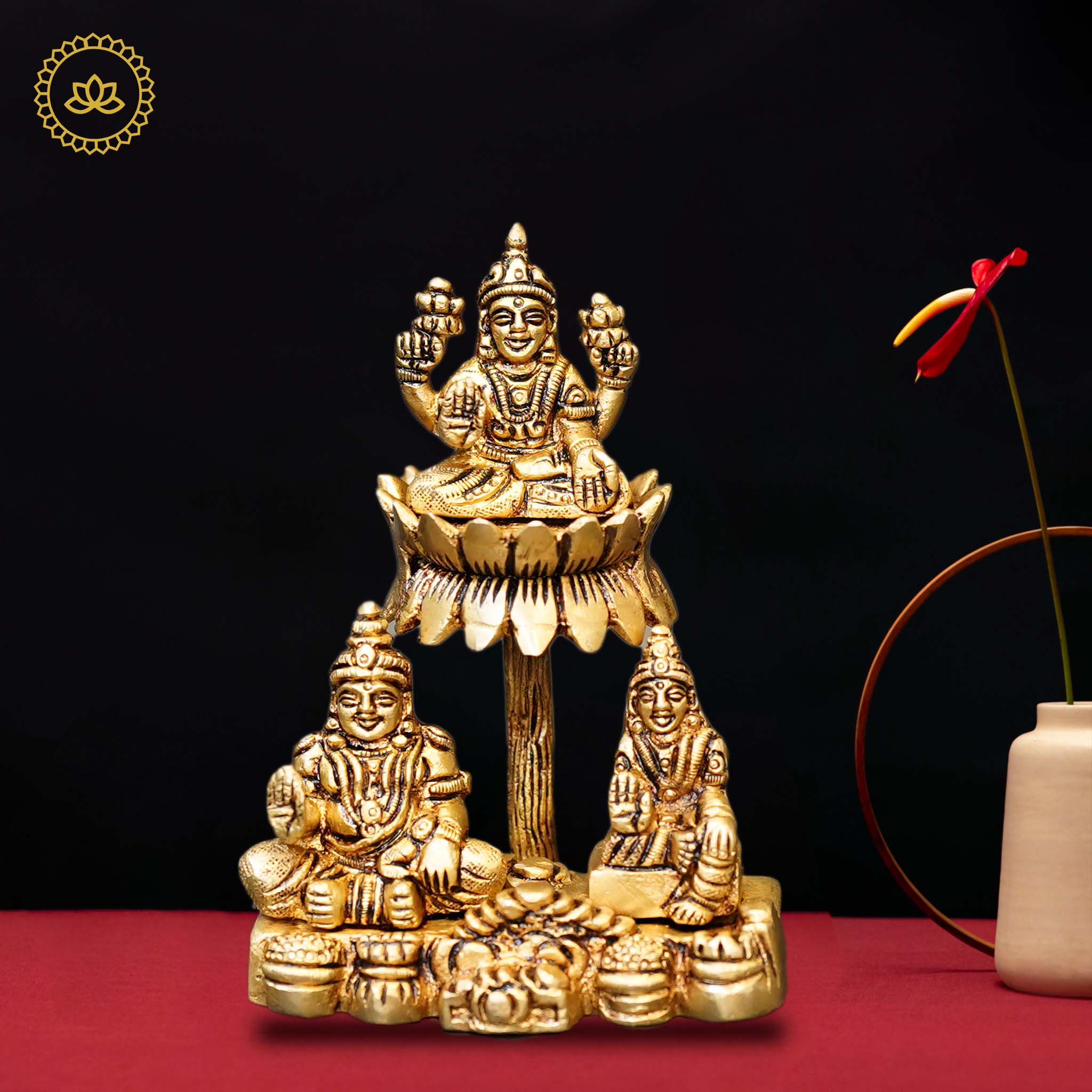 Brass Lakshmi with Kubera & Reddhi Idol - Distacart