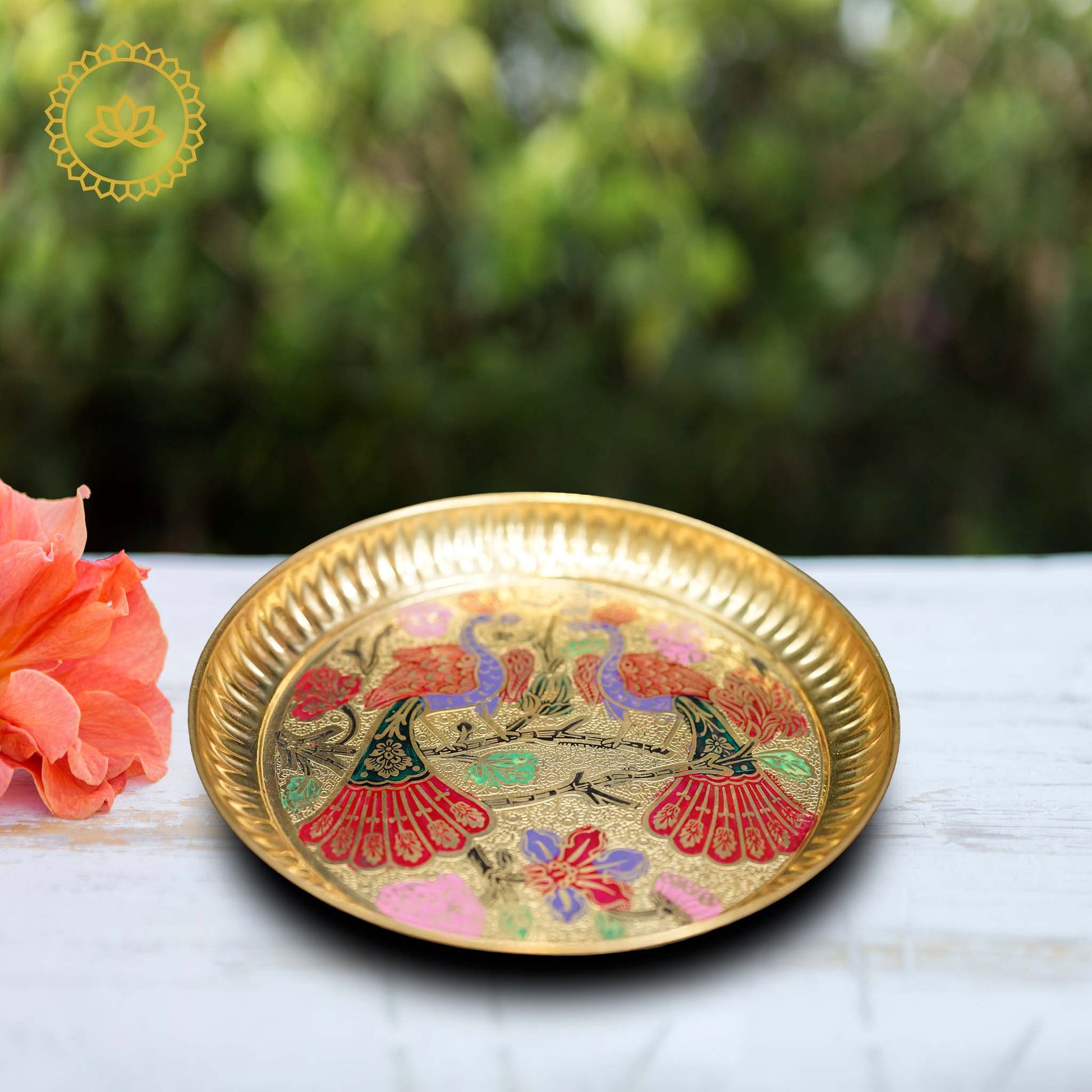 Brass Peacock Design Plate - Distacart