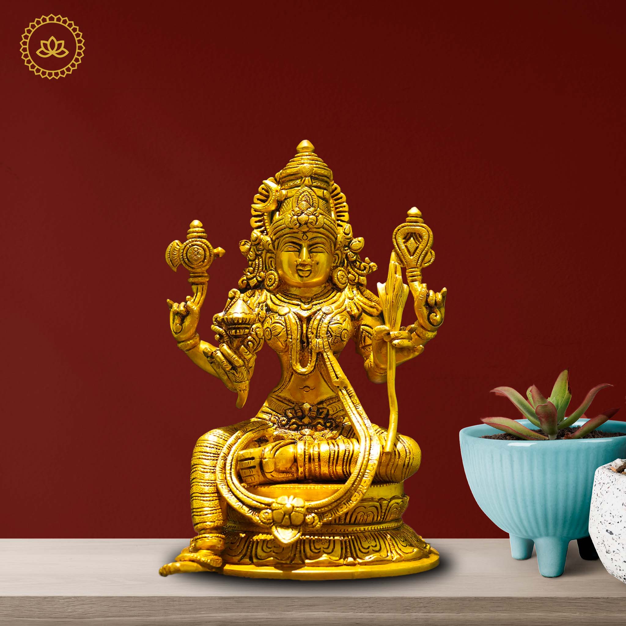 Brass Raja Rajeshwari Idol - Divine Empress of Cosmic Power and Grace - Distacart